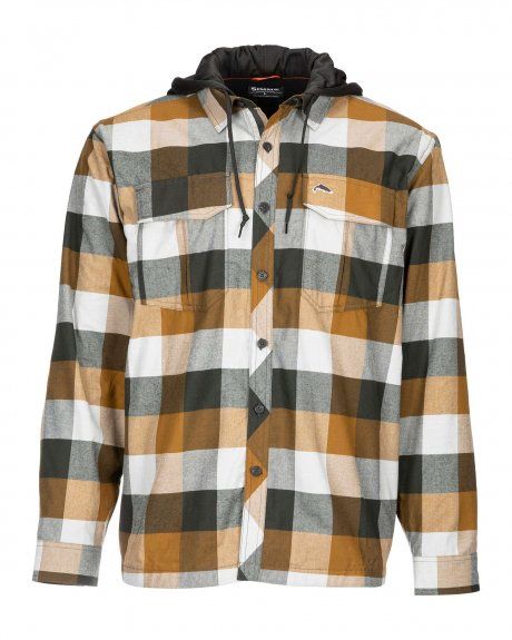 Simm's Long Sleeve Cold Weather Hoody, Color: Dark Bronze Buffalo Plaid, Size: Large