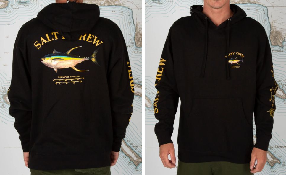 Salty Crew Ahi Mount Fleece Hoodie, Color: Black, Size: Small