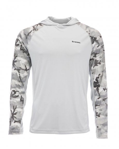 Simms M's Solarflex Hoody Print, Color: Hex Flo Camo Steel, Size: Small