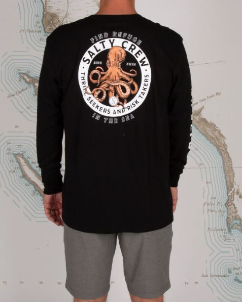 Salty Crew Deep Reach Long Sleeve, Color: Black, Size: Small