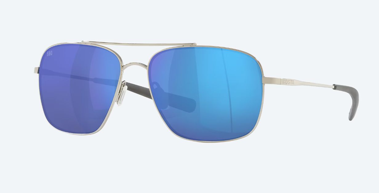 Costa Canaveral Sunglasses, Frame Color: Palladium, Lens Color / Material: Blue Mirror Glass