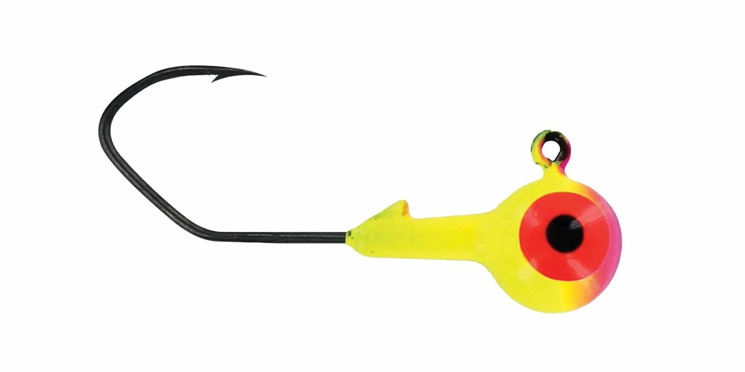 Big Bite Baits Double Eye Sickle Jig Heads, Color: Pink Chartreuse, Size: 1/16oz