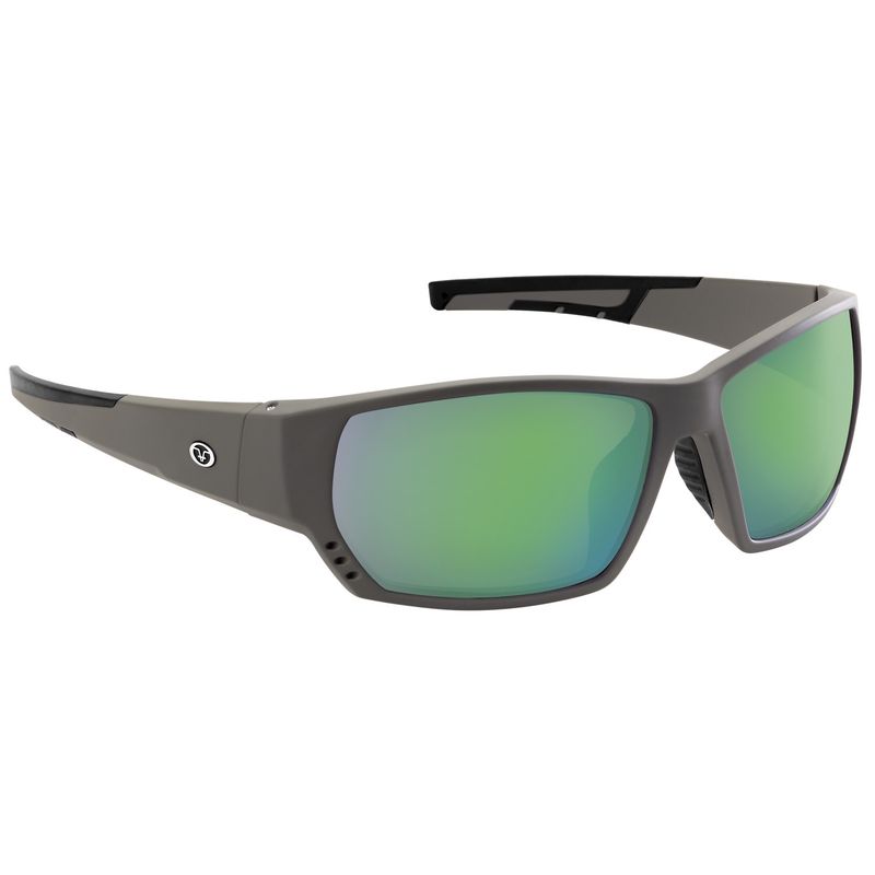 Flying Fisherman Drop Back Sunglasses, Frame Color: Matte Gray, Lens Color / Material: Amber-Green Mirror / Plastic