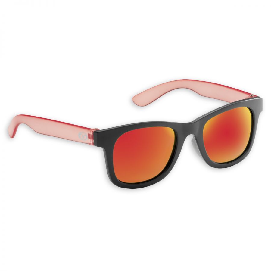 Flying Fisherman Spray Jr. Angler Kids Sunglsses, Frame Color: Black Red, Lens Color / Material: Amber-Red Mirror / Plastic