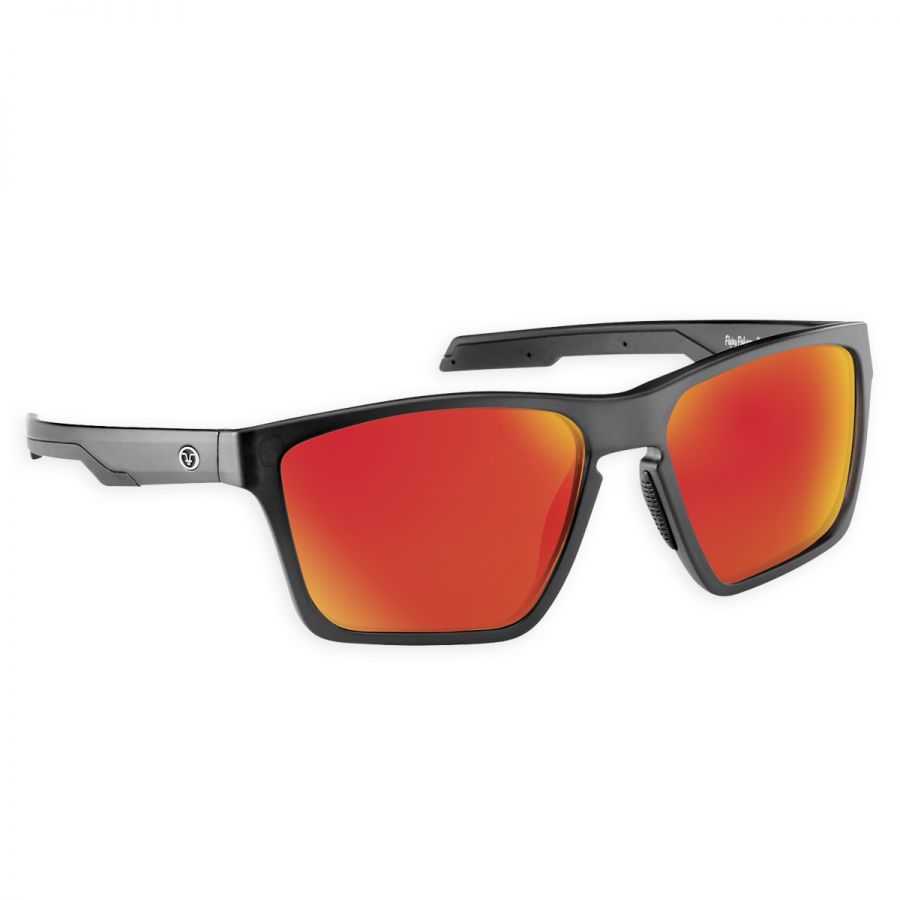 Flying Fisherman Sandbar Sunglasses, Frame Color: Matte Crystal Black, Lens Color / Material: Amber-Red Mirror / Plastic