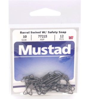 Mustad Barrel Swivel w/ Safety Snap - Black