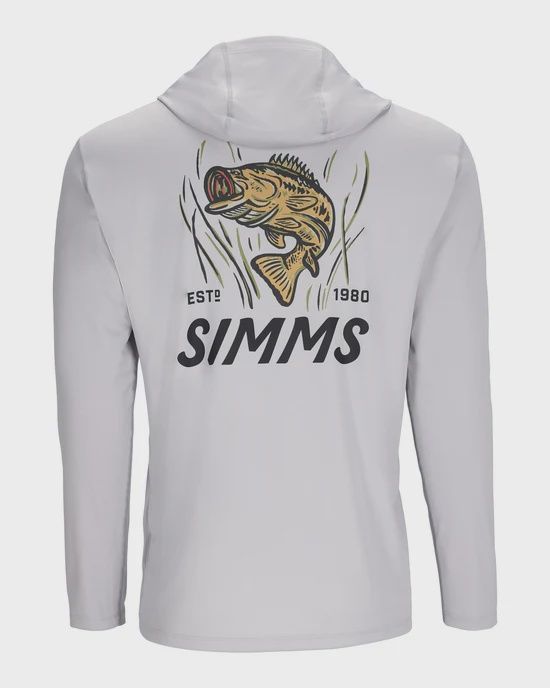 Simms Tech Hoody Sun Shirt- Artist Lake Series, Color: Sterling/Bass, Size: Small