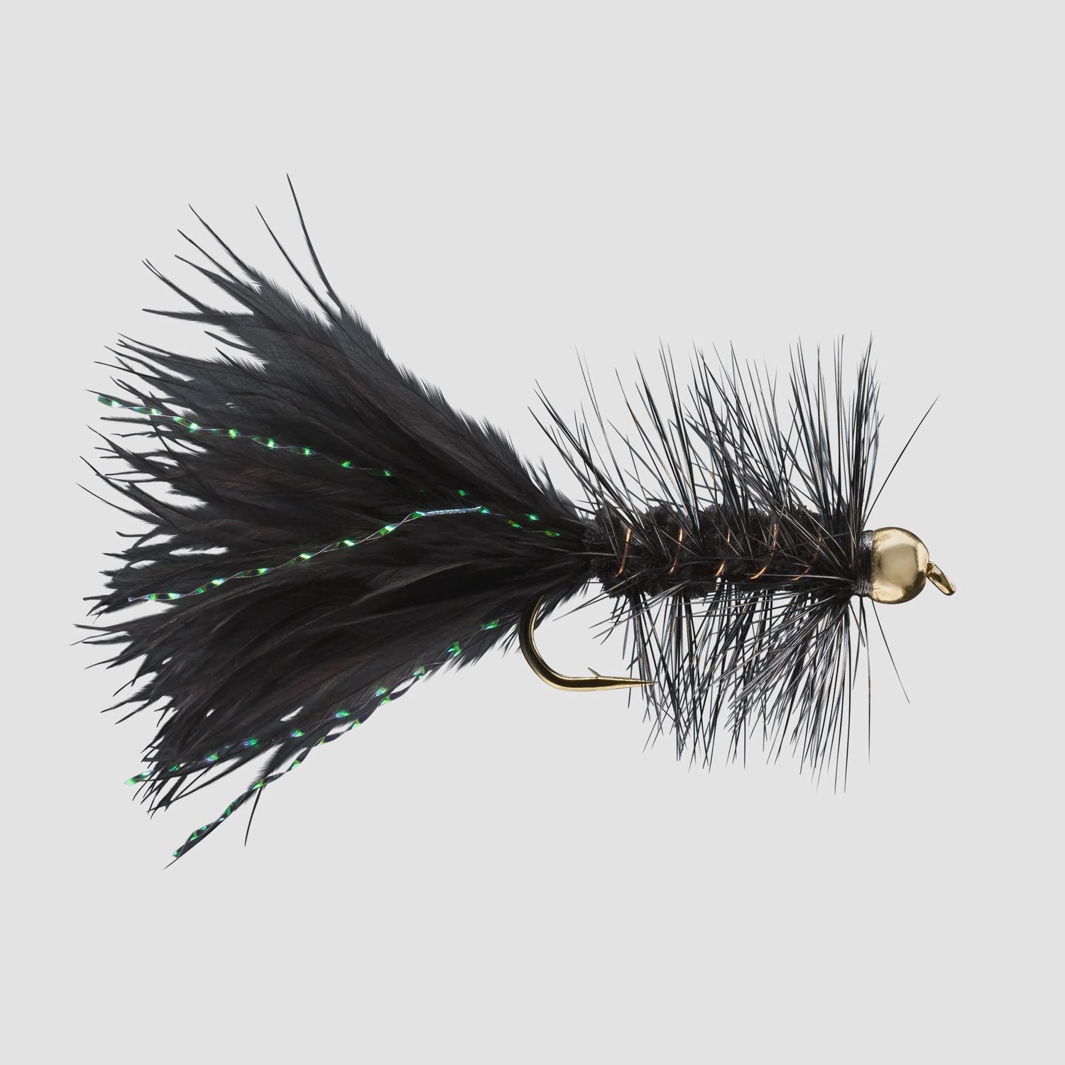 Rio Bead Head Woolly Bugger, Color: Black, Size: 6