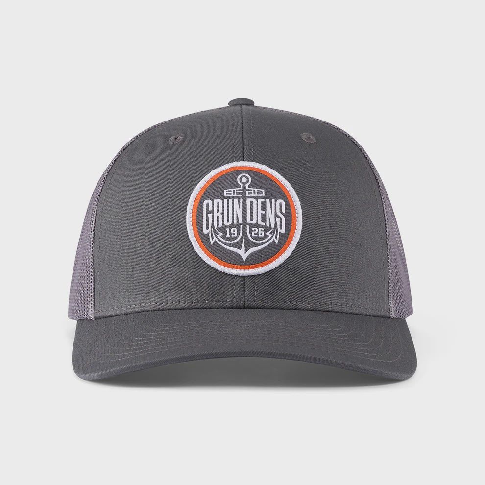 Grundens Logo Anchor Trucker Hat, Color: Charcoal