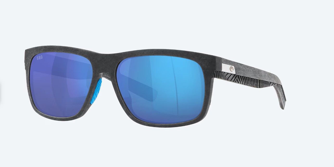 Costa Baffin Sunglasses, Frame Color: Net Gray with Blue Rubber, Lens Color / Material: Blue Mirror Polarized Glass