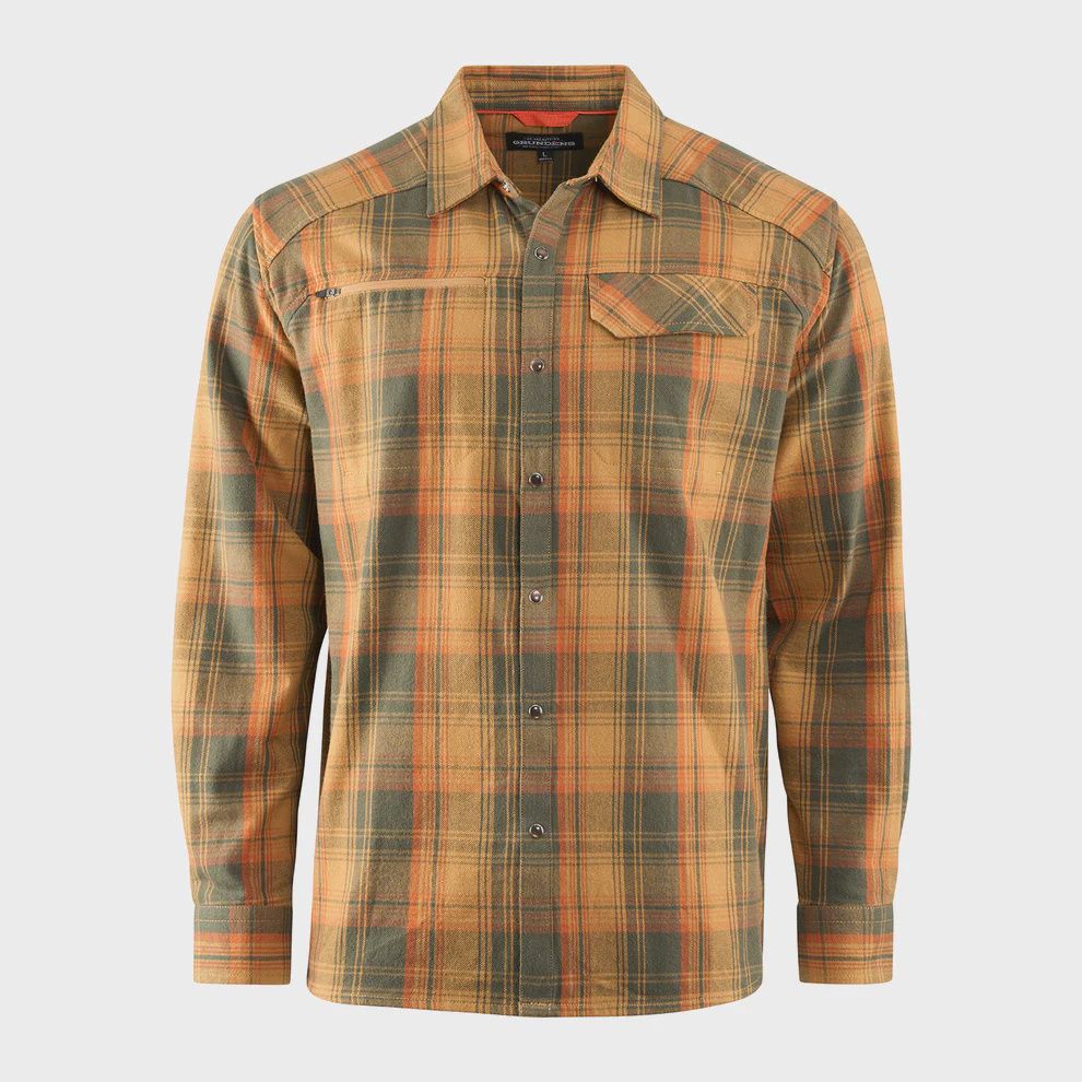 Grundens Dispatch Flannel Shirt, Color: Oak Plaid, Size: Small