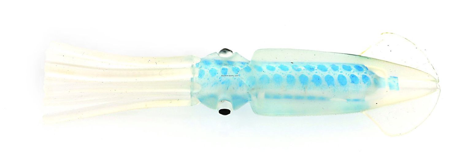 P-Line Ling Cod Squid Rigs, Color: Clear/Blue Spot