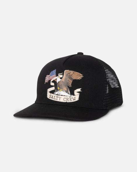 Salty Crew America Eagle Trucker Hat, Color: Black