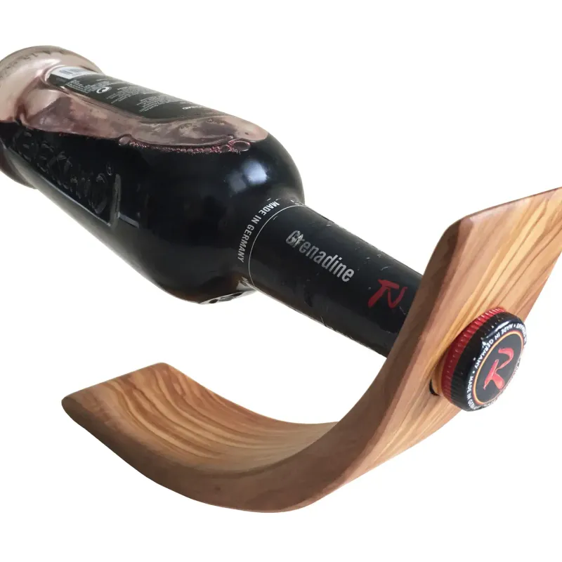 Flessenhouder &quot;Bow&quot; voor 1 fles, gemaakt van olijfhout.