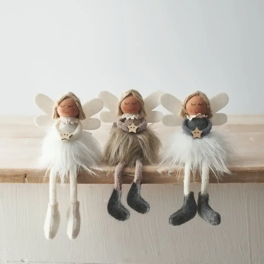 3 stoffen engelen, 16cm