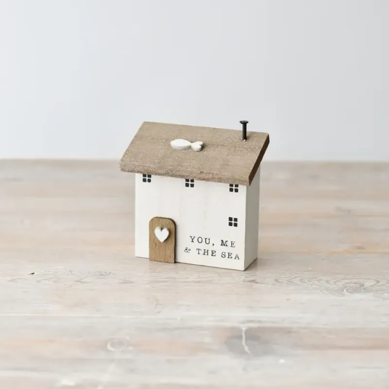 &quot; Jij, ik &amp; de zee &quot; Houten huisje, 9.5cm