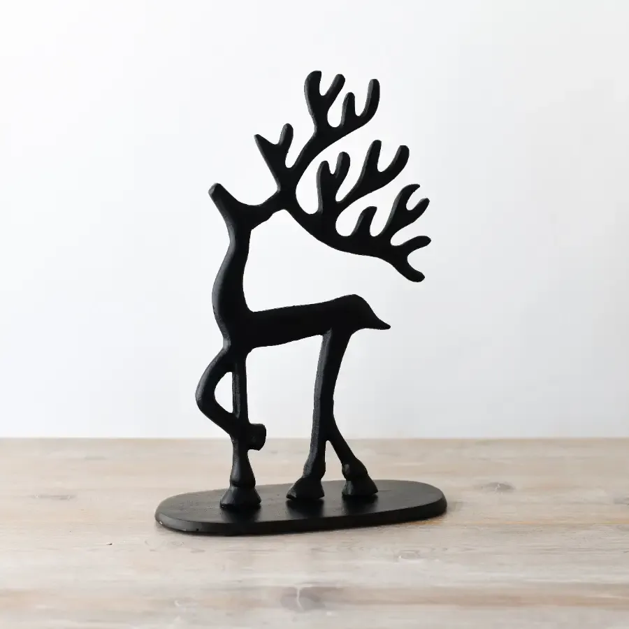 Zwart rendier ornament, 30cm