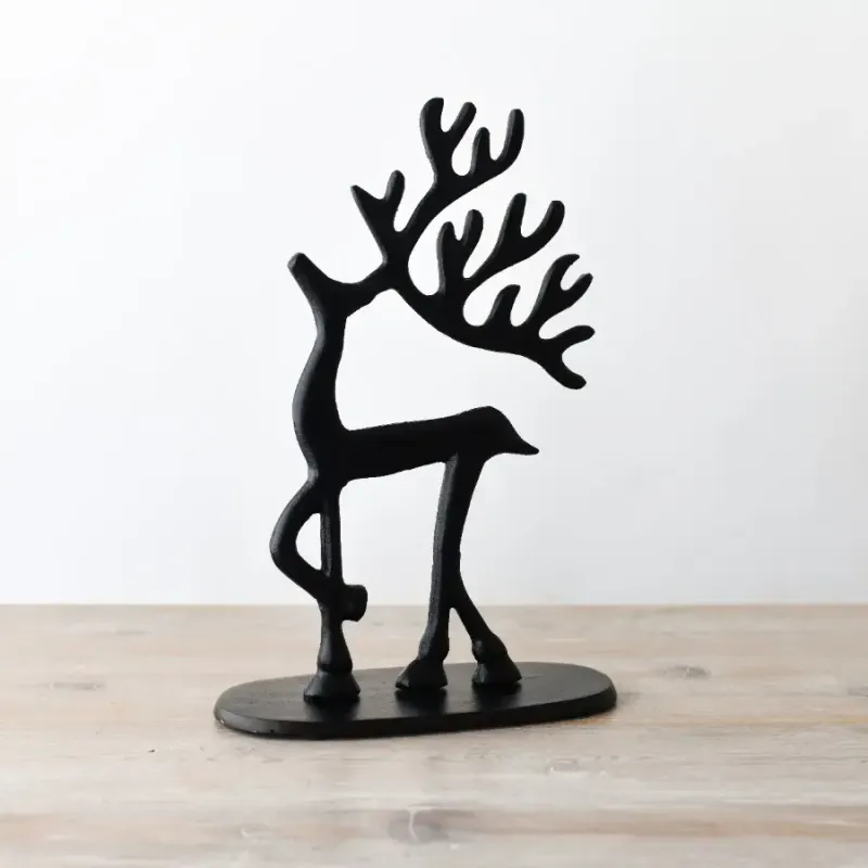 Zwart rendier ornament, 30cm
