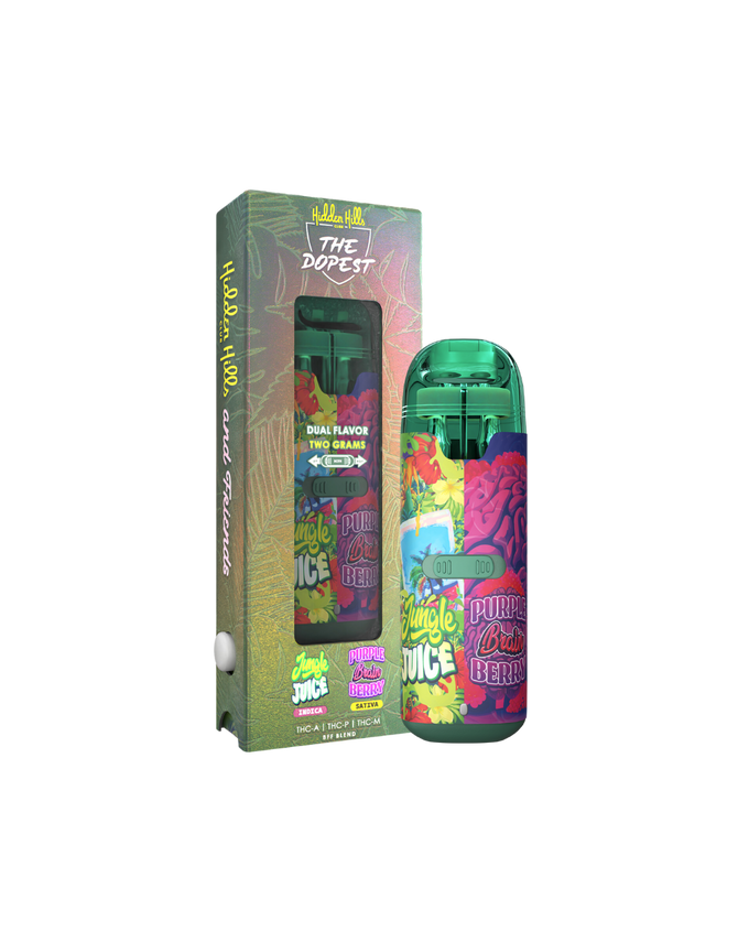2G Dual Flavor Bar Disposable | THC-A + THC-M + THC-P | The Dopest Jungle Juice (Indica) + Purple Brain Berry (Sativa) By Hidden Hills Club