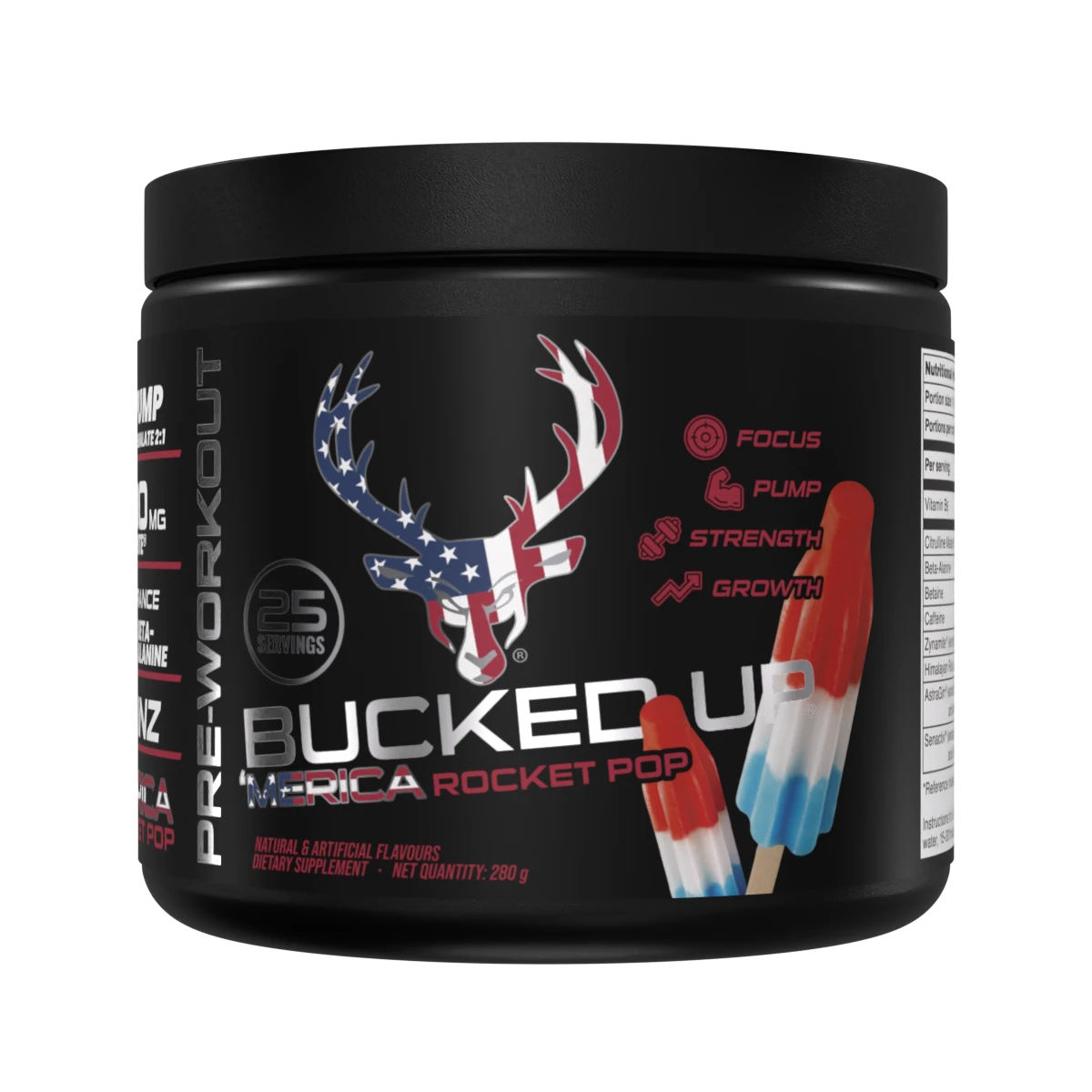 Bucked Up Pre Workout powder(200mg), Flavor: Merica Rocket pop