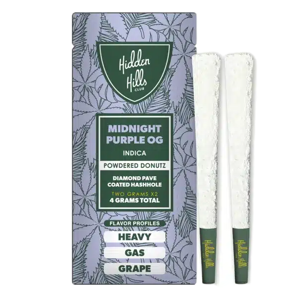 Hidden Hills Powdered Donutz Diamond Pave Coated Hashholes, Flavor: Midnight Purple OG- Indica