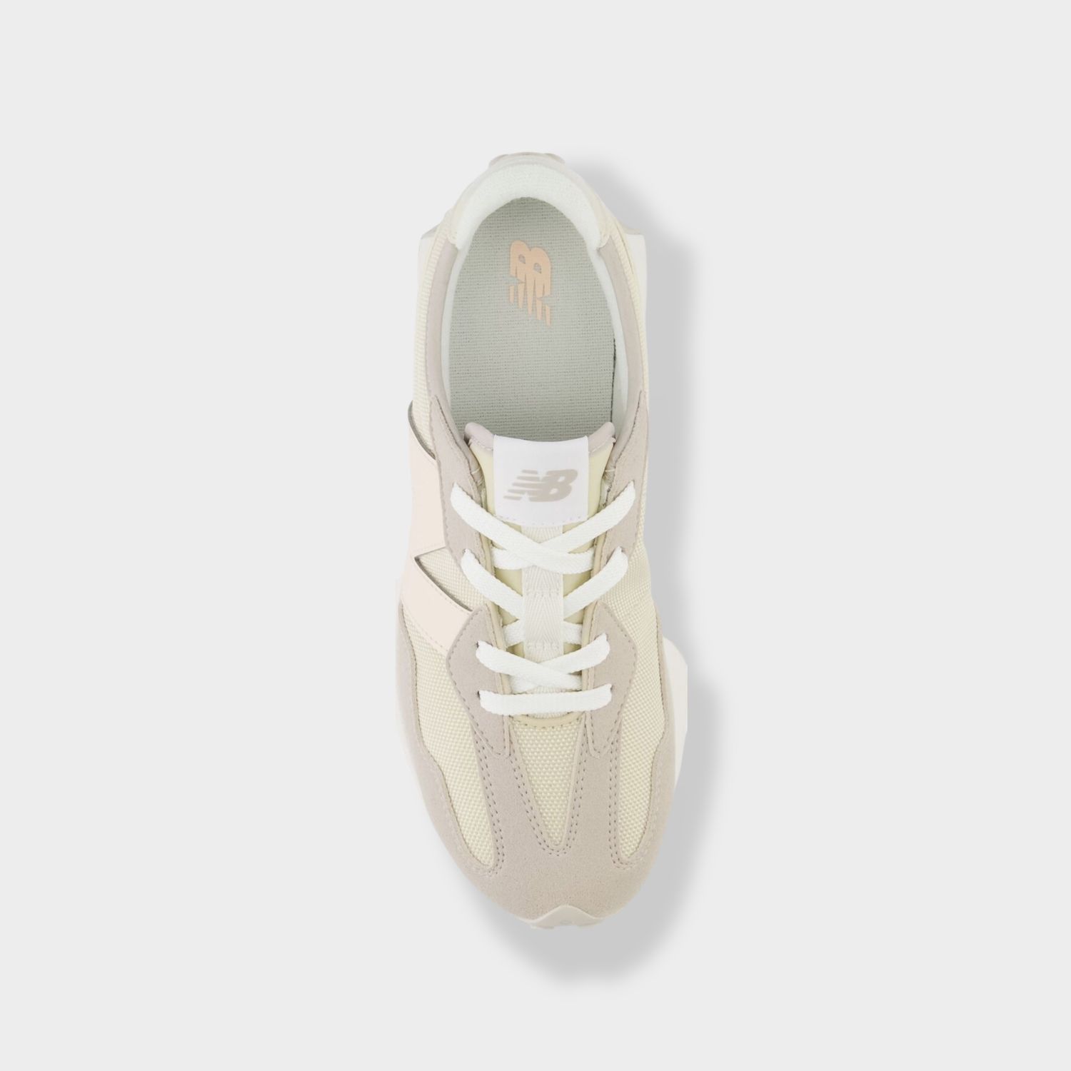 New Balance 327 sneaker - Beige - Suède close-up logo en veters