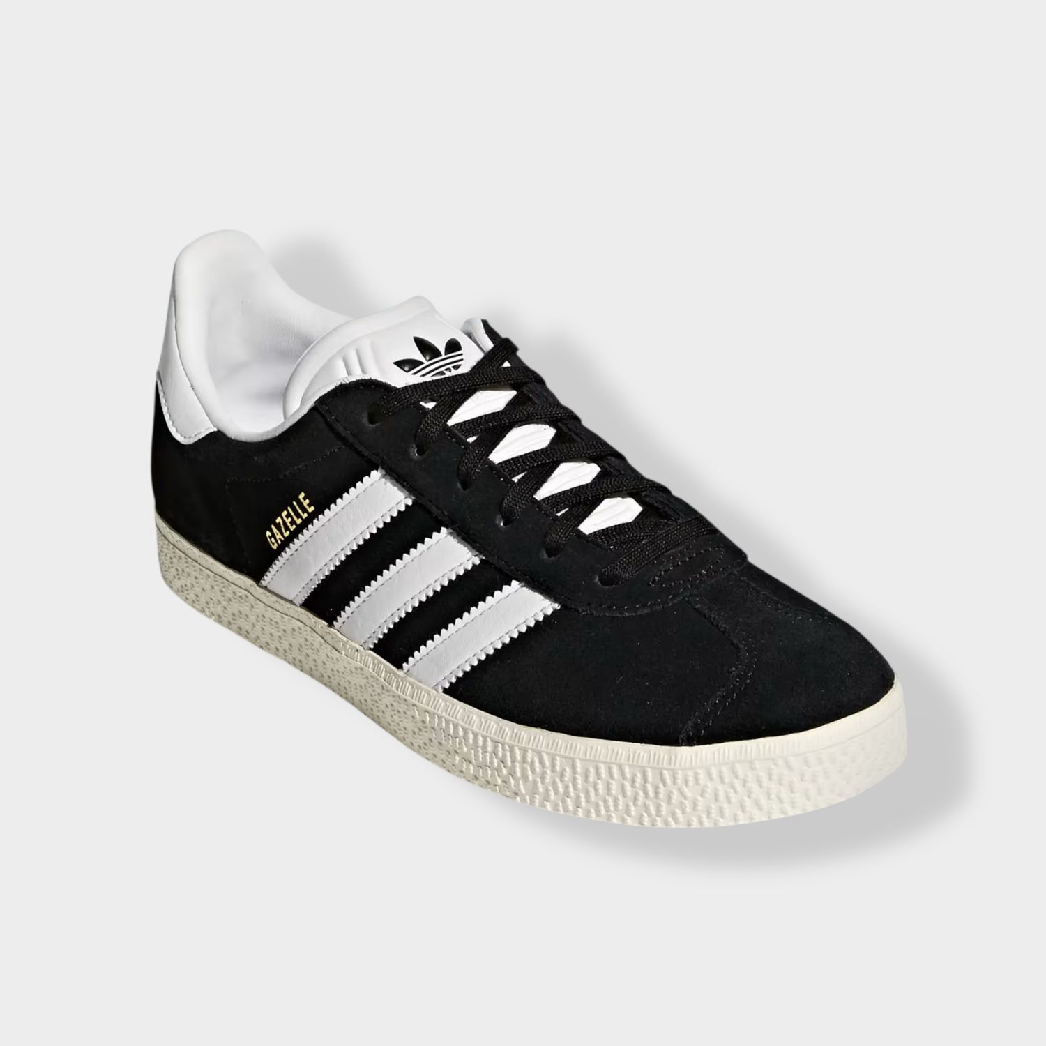 Adidas Gazelle sneaker - Zwart - Suède diagonaal zijaanzicht