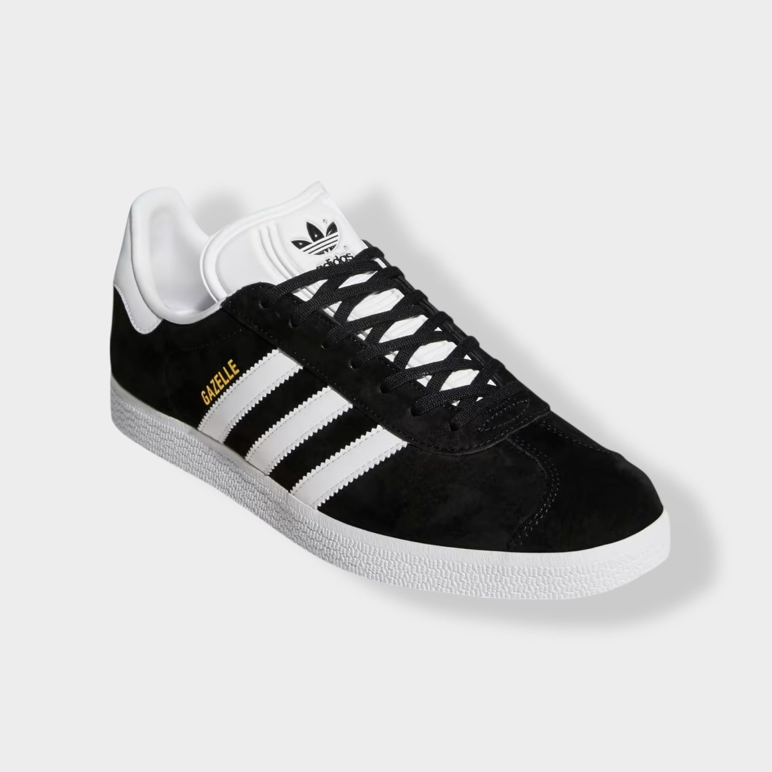 Adidas Gazelle sneaker - Zwart - Suède diagonaal zijaanzicht