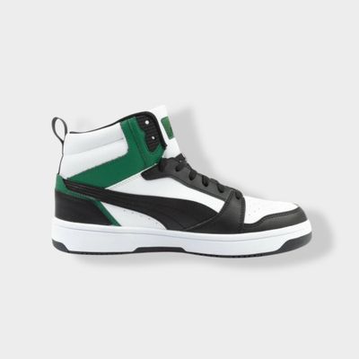 Puma Rebound V6 sneaker - Zwart/Wit - Leer zijaanzicht links