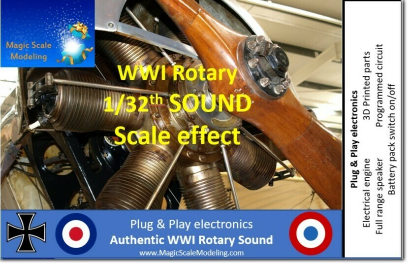 1/32th World War 1 Rotary engine - Electric engine &amp; Sound