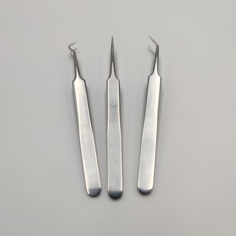 Tweezer - Set of 3 sharp precision metal tweezers