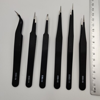 Tweezer - Set of 6 metal precision antistatic tweezers