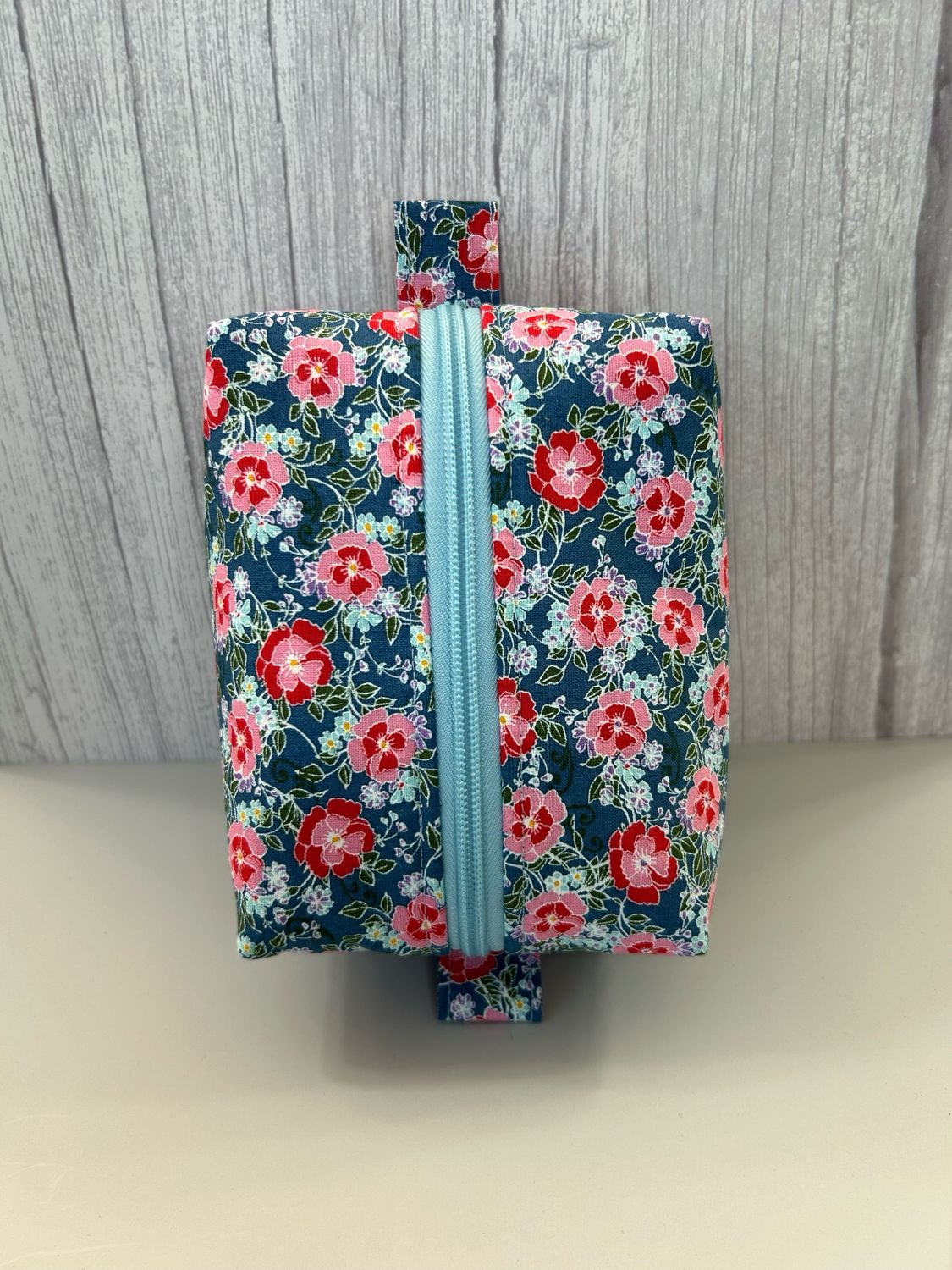 Blue Floral Boxy Pouch