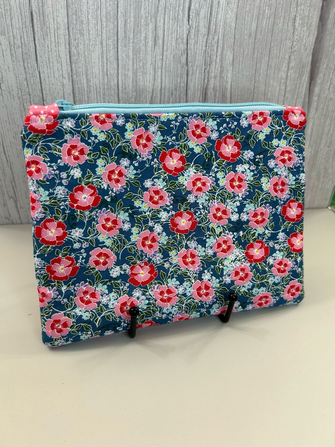 Blue Floral Flat Pouch