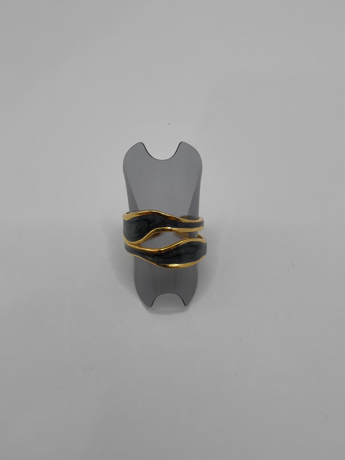 Anillo Acero Inoxidable Calenbi Doble Vista Chapa Oro 10k Negro