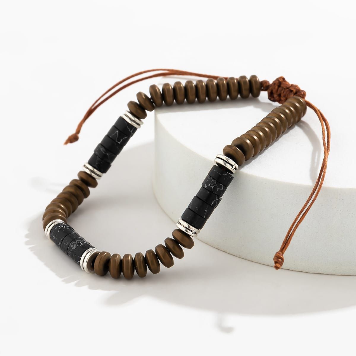 Pulsera Bisutería Calenbi Café Hilo Ajustable Hombre