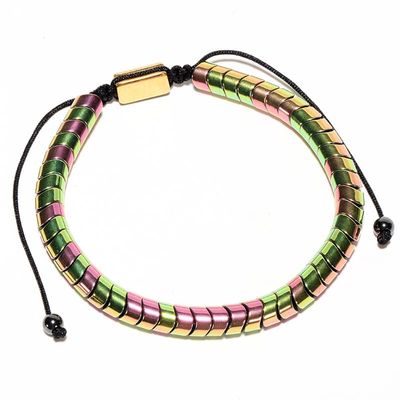 Pulsera Cobre Calenbi Cuentas Colorido Verde Ajustable