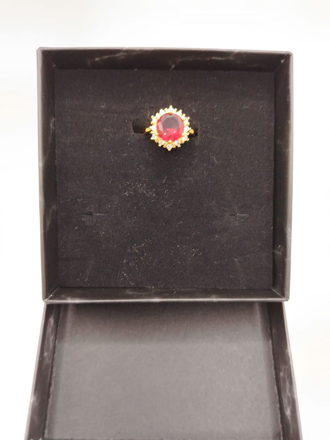 Anillo Bisutería Calenbi Copo Nieve RosaRoja Ajustable Chapa Oro 10k