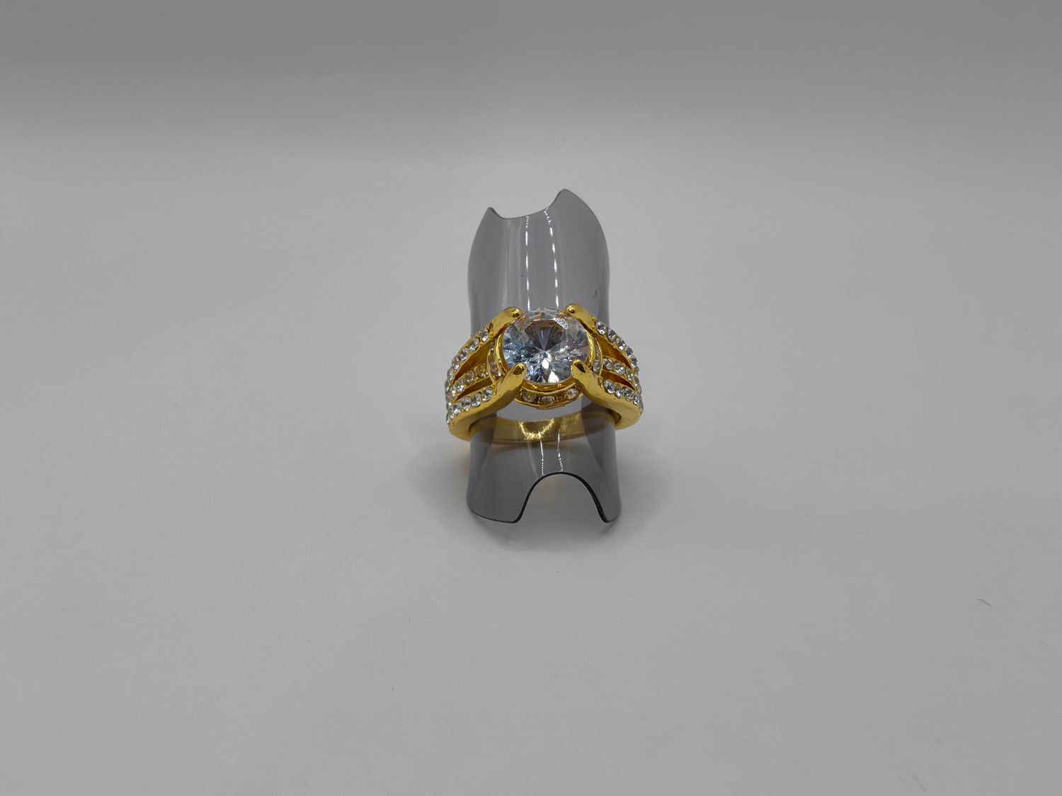 Anillo Cobre Calenbi Compromiso Circonita Blanca Chapa Oro 14k T12