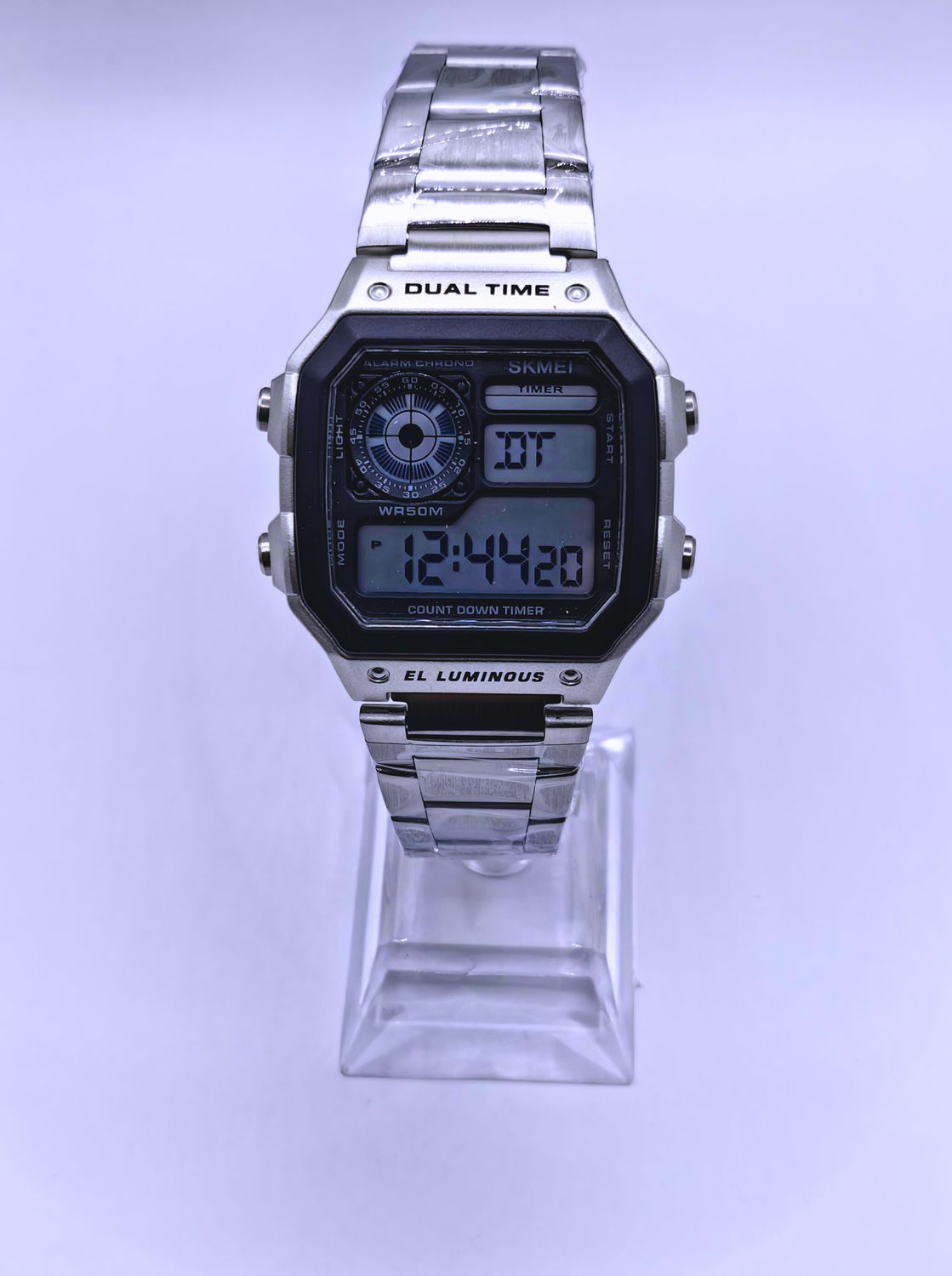 Reloj Digital Acero Inoxidable Estilo Casio Grande Acero