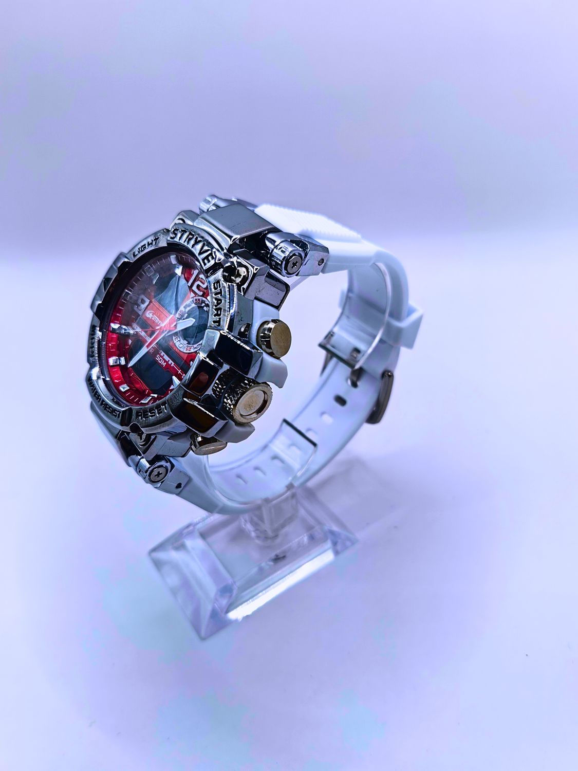 Reloj Digital/ Análogo Calenbi Blanco Caratula Roja
