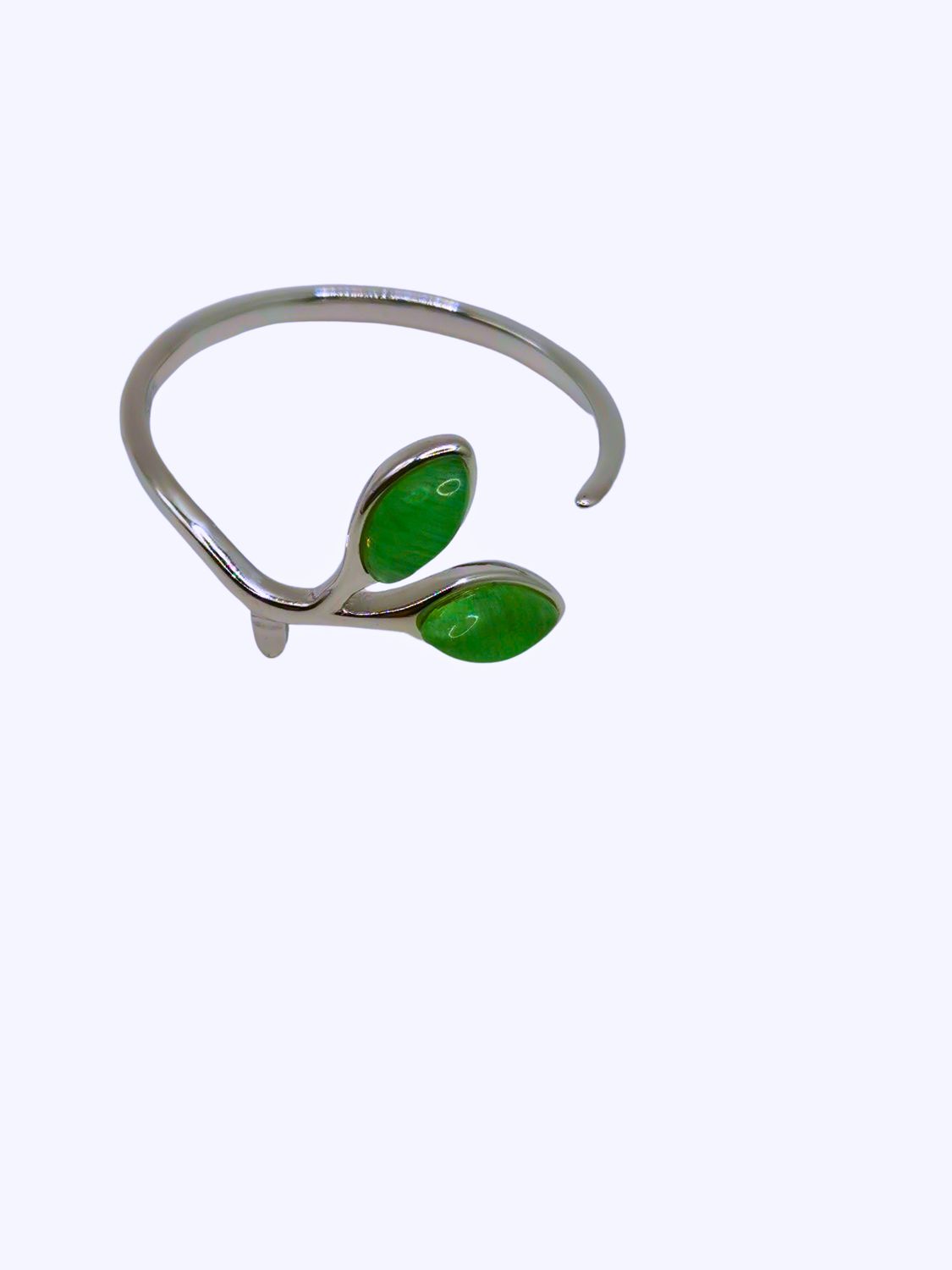 Anillo Plata De Ley 925 Calenbi Retoño Planta Circón Verde Ajustable