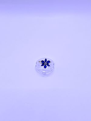 Anillo Plata Ley 925 Calenbi Flor Circón Azul Marino