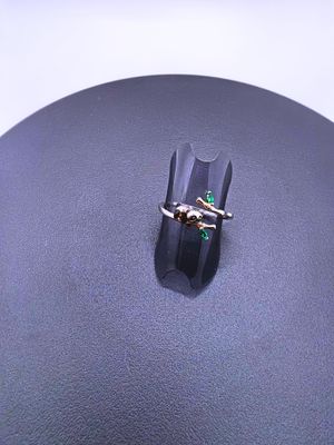 Anillo Plata Ley 925 Calenbi Oso Panda Circon Verde Ajustable