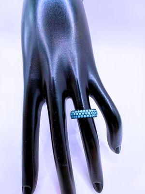 Anillo Plata Esterlina .925 Calenbi Turquesa Tres Filas