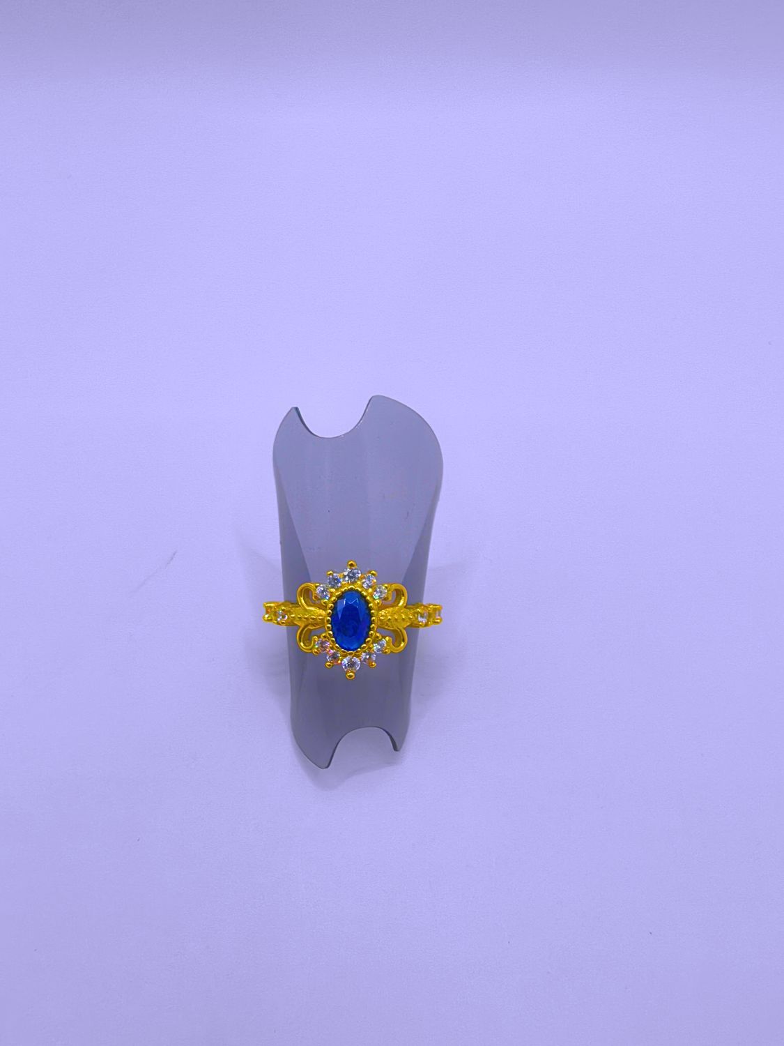 Anillo Plata Ley 925 Calenbi Sello Real Circonita Azul Marino y blanca