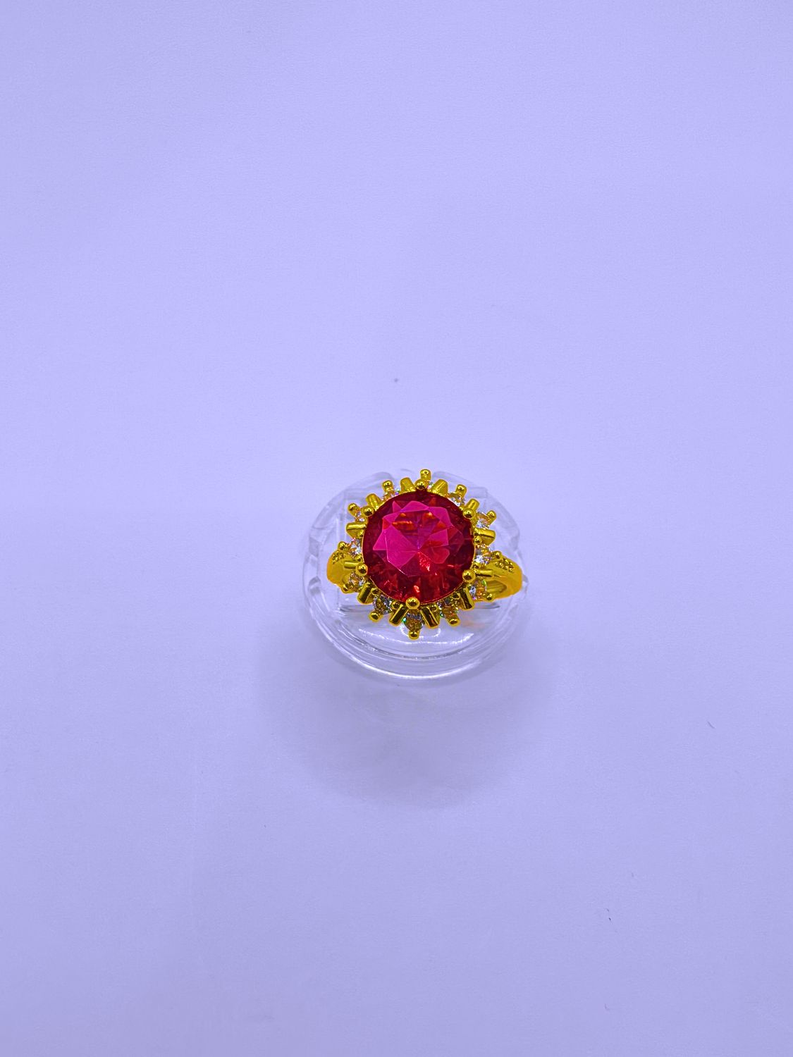 Anillo Cobre Calenbi Copo Nieve Circonita RosaRoja Chapa Oro 10k Ajustable