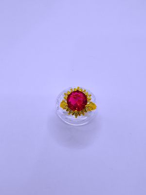 Anillo Cobre Calenbi Copo Nieve Circonita RosaRoja Chapa Oro 10k Ajustable