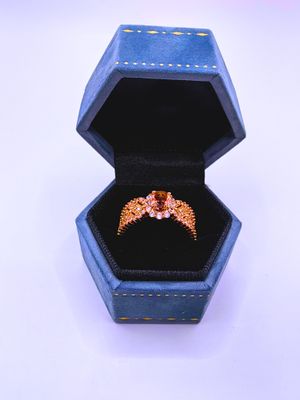 Anillo Acero Inoxidable Calenbi Circonita Translucida Rosa Chapa Oro Rosa 14k