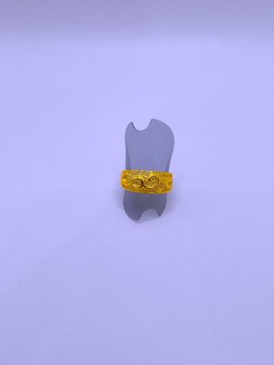Anillo Cobre Calenbi Grabado Flor Chapa Oro 14k Ajustable